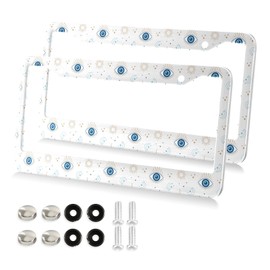 Magic Evil Eye License Plate Frames 2PCS Car License Plate Holder with Screw Caps Cover Set Automotive Parts Decoration for US Vehicles