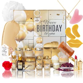 24Pcs Happy Birthday Gifts for Women Mom - Luxury Birthday Presents Spa Gift Set, Bath and Body Gift for Sister Girlfriend Wife Grandma with Necklace, Birthday Gift Set Idea for Women Female Friends
