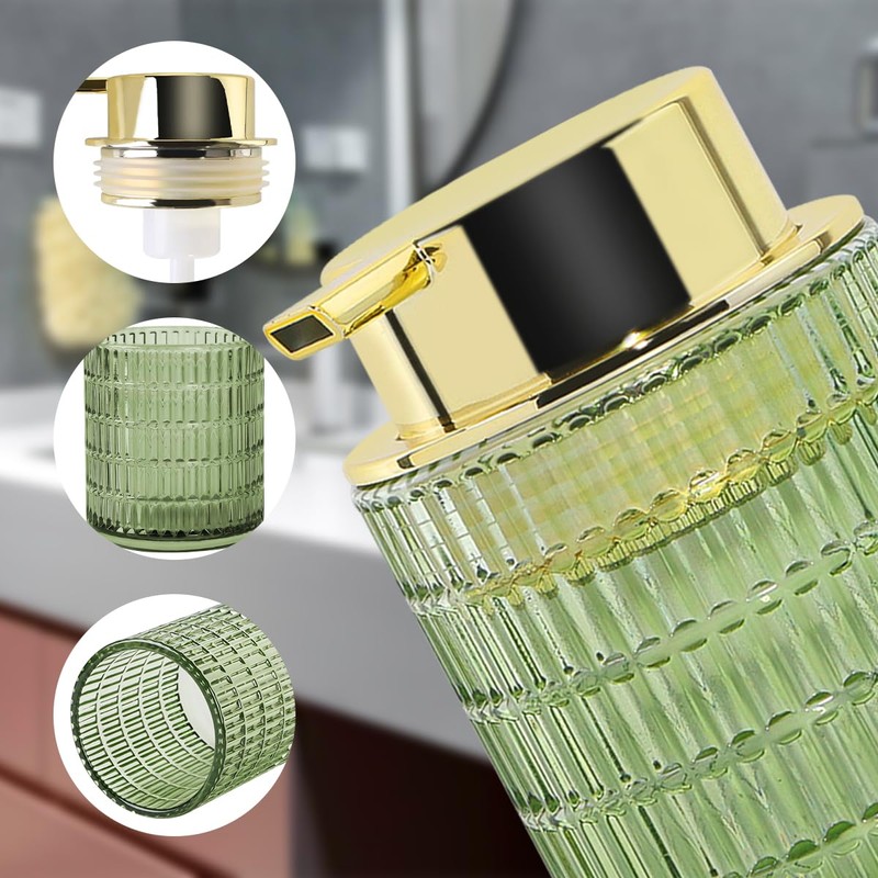 Tonxus Green Foaming Soap Dispenser, Glass Foam Hand Soap Dispenser