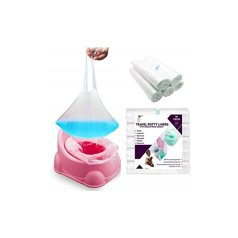 Zeph 50pcs Potty Liners with Drawstring for Boys and Girls,