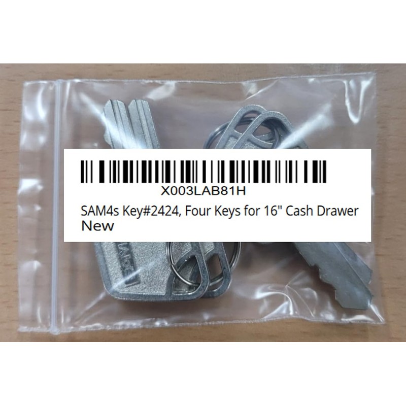 SAM4s Key Number 2424, Four Keys for 16" Cash Drawer