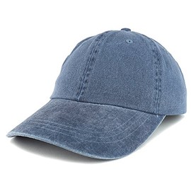 Trendy Apparel Shop - Gorra de béisbol de sarga de algodón teñido sin estructura, perfil bajo, Marino, Talla única