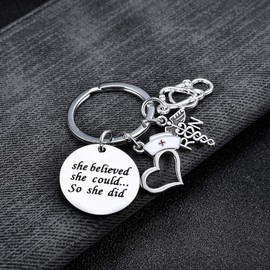 BESPMOSP She Believed She Could So She Did Nurse Keyring Nurse Gifts for Nursing Student Nurse Inspiration Gifts Birthday Gifts Graduation Gifts Nurse Jewellery Present