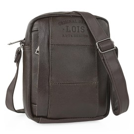 Lois - Men's Leather Shoulder Bag - Shoulder Bag Men's Leather with Adjustable Strap - Shoulder Bag Men's Small Made from High-Quality Materials, brown, Unit size