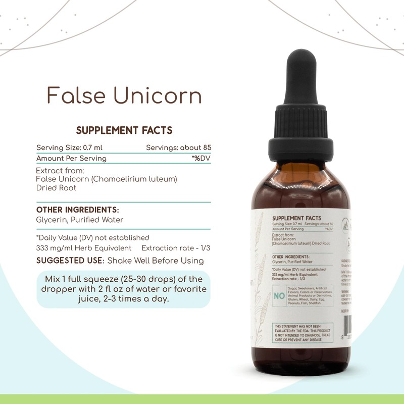 HerbEra False Unicorn B60 Alcohol-Free Herbal Extract Tincture, Concentrated Liquid