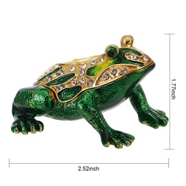 Vie jeune Hand Painted Enamel Frog Trinket Box, Hinged Jewelry Box Unique Mini Ring Necklace Jewelry Organizer, Classical Bejeweled Storage, Figurine Collectible Keepsake Home Decor (Frog-1)