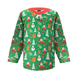 EALER Christmas Sublimated Practice Hockey Jersey Jacket with elk and Snow for Mans and Boys