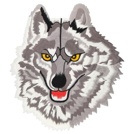 Big Wolf Back Patch Grey - 20.2 x 22.5 cm - Embroidered Patch for Biker Back Patch XXL Patch Iron-On Patch Back Patch for Motorcycle Jackets Coats Leather Vests - High Quality Embroidery