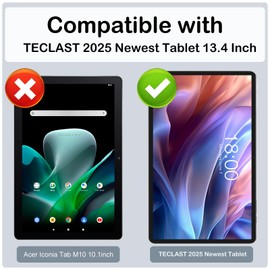 KZIOACSH Case for TECLAST T65/TECLAST 2025 Newest Tablet 13.4 Inch, Full Coverage Soft PU Leather Folding Stand Folio Anti-Drop Shockproof Protective Cover with Pencil Holder and Wrist Strap,Dark Blue