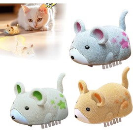 Interactive Electric Hamster Cat Toy, Electric Cat Toy, Mouse Toy, Self-Moving Obstacles, Avoid Interactive Cat Toy, Self-Employment (Yellow + Khaki + Grey)