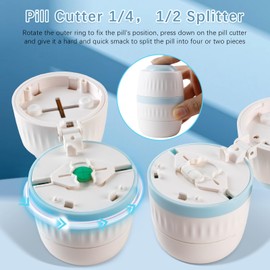 1/4 Pill Cutter, Pill Crusher, 1/2 Divider Sturdy Tablet Cutter, Hidden Blade, Ideal for Cut Pills, Vitamins, Tablets, Pill Grinder, Pill Organizer, with a Brush
