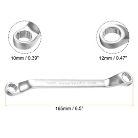 sourcing map Offset Extra Long Box End Wrench 10 x 12 mm Metric 12 Point 75 Degree Offset Double End Box Ratcheting Wrench Carbon Steel Polished Long Spanner Tools