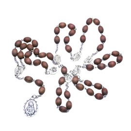 CACALOSS Seven Sorrows of Mary Rosary Chaplet Bitter Rosary Necklace Coffee Colored Wood Beads With A Cross Rosary Beads