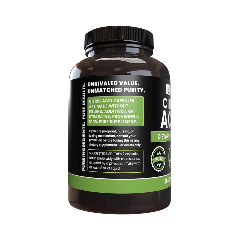Pure Original Ingredients Citric Acid (365 Capsules) No Magnesium Or