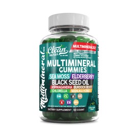 Sea Moss Gummies | Clinically Tested - Black Seed Oil Ashwagandha Elderberry Burdock Root Chlorella Manuka Honey - Vegan Irish Sea Moss Gummy Vitamins for Adults Kids Men Women - Green Apple Flavor