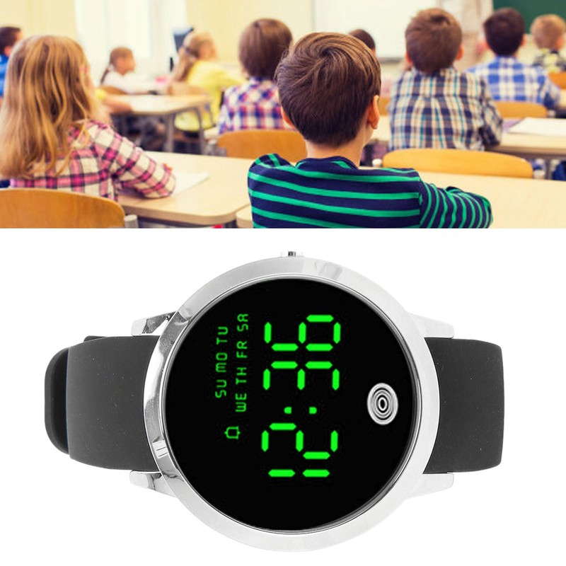 Men Digital Watch Round Color Screen Waterproof Backlit Ultra Thin