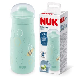 NUK Mini-Me Sip Toddler Cup | 9+ Months | 300 ml | Kids Water Bottle | Leak-Proof Toughened Spout | Shatter-Proof | Mint Bee