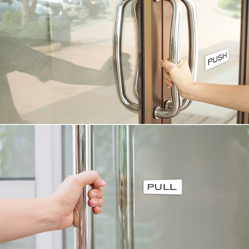 PATIKIL Push Pull Door Sign, 2 Pack Self-Adhesive Rectangle Acrylic