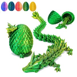 Dragon Eggs with Dragon Inside, 3D Printed Surprise Funny Gifts for Kids, Articulated Dragon Fidget Toys for Adults, Ideal Easter Basket Stuffers, Unique 3D Dragon Collectibles(Laser Yellow)
