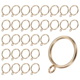 M METERXITY 30-Pack Gold Curtain Rings with Eyelet, Rustproof Metal Rings for Curtain Rods, 32 mm Interior Diameter Drapery Rings for Curtain Rods for Hanging Drapes/Hats/Towels