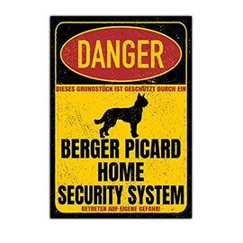 Berger Picard de Picardie Dog Sign Danger Security System Door Sign Dog Sign Warning Sign