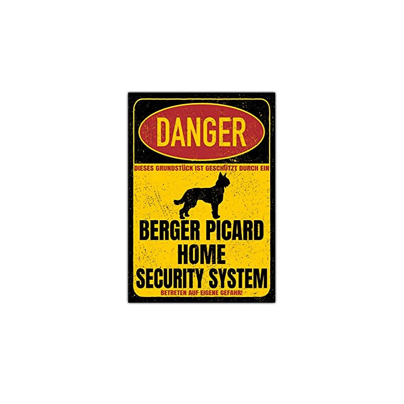 Berger Picard de Picardie Dog Sign Danger Security System Door