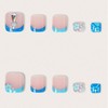 GlamRays Pack of 24 Blue French Toenails with Flowers Stones