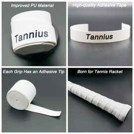 Tannius Tennis Racket Grip Tape, 9 Pack Dry Feel Tennis Grips, Absorbent and Enhanced Tennis Overgrip (6-Pack White)