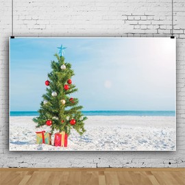 DASHAN 12x8ft Tropical Hawaiian Christmas in July Backdrop Merry Christmas Photography Beach Christmas Santa Seaside YouTube Christmas Xmas Background Palm Tree Home Kids Christmas Family Photo Prop