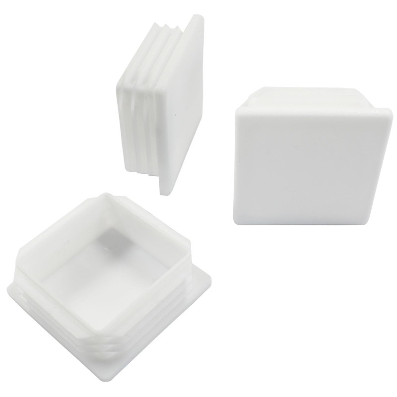 Hordion 12 Pcs 2" Square Plastic Plugs, White Tubing End