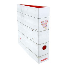 With Love – Folder DIN A4 approx. 8 cm Wide Motif Folder Heart Motif Colourful Wood Look Bright Happy Girls Women