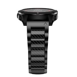 HQEUZ Titanium Strap 22mm for Fenix 7/6/5, QuickFit Carbon Fibre Inlay Replacement Strap Compatible with Garmin Fenix 6 Pro/Fenix 5 Plus/ApproachS62/Forerunner945/935/EPIX 2, Carbon Fibre+Black.