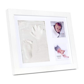 kennethan Baby Photo Frame, Handle, Baby Foot-shaped, Baby Photo Frame, Wooden, Handprint and Foot Shape Kit, For Baby Showers, Family Celebrations, Baby Favors, Growth Record, White