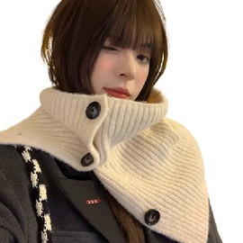 [Deopseokdeopseok] Fashion Button Neck Warmer Winter Cold Protection Neck Warmer Button Neck Warmer Black 2ea