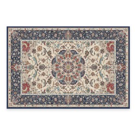 RUGGABLE Washable Vintage Area Rug – Sima Royal Blue 2x3, Stain-Resistant, Non-Slip with Standard Pad – Small Machine Washable Rugs for Living Room, Bedroom, Hallway, Entryway & Bathroom
