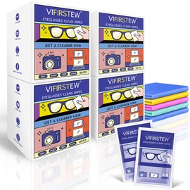 Lens Wipes Cleaning 400 Count, Eyeglass Lens Cleaner Pre-moistened Individually Wrapped for Eye Glasses, Electronics, Phone, Screen, 5.9 x 4.7 Inch, No Scratching&Streaking, with 5 Clean Cloth