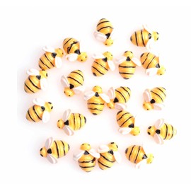 Ruwado 20 Pcs Resin Bee Flatback Embellishment Tiny Decorative Cute Bumble Bee for Home Decoration DIY Crafting Theme Party Décor Art Project Scrapbooking (19 mm)