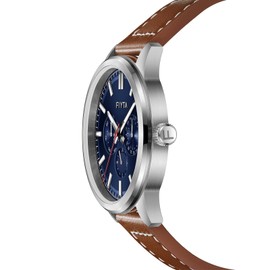 FIYTA Men's Quartz Watch Gold Watch Leather Strap