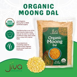 Jiva Organics Jiva Organic Yellow Moong Dal 2 LB - Non-GMO, Gluten Free - Great for Kitchari - Split Yellow Mung Beans