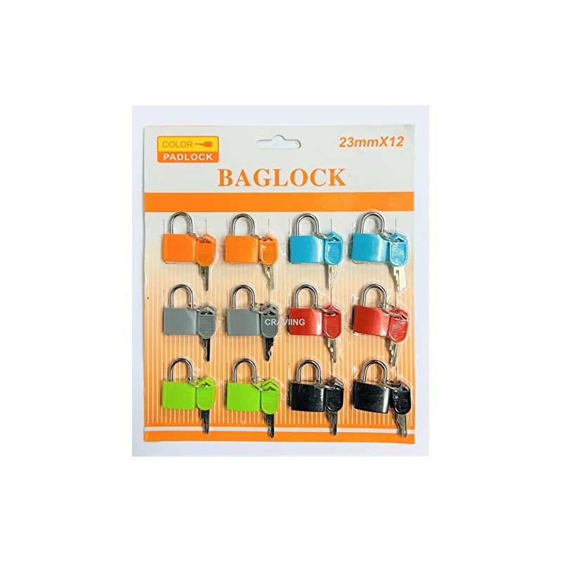 12 Pieces Small Padlocks, Multicolour Coated Metal Lock with Key