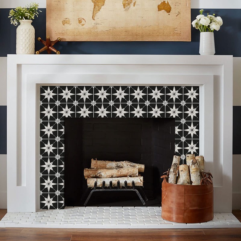 Black Starry Tile Stickers - Fireplace - Waterproof & Removable