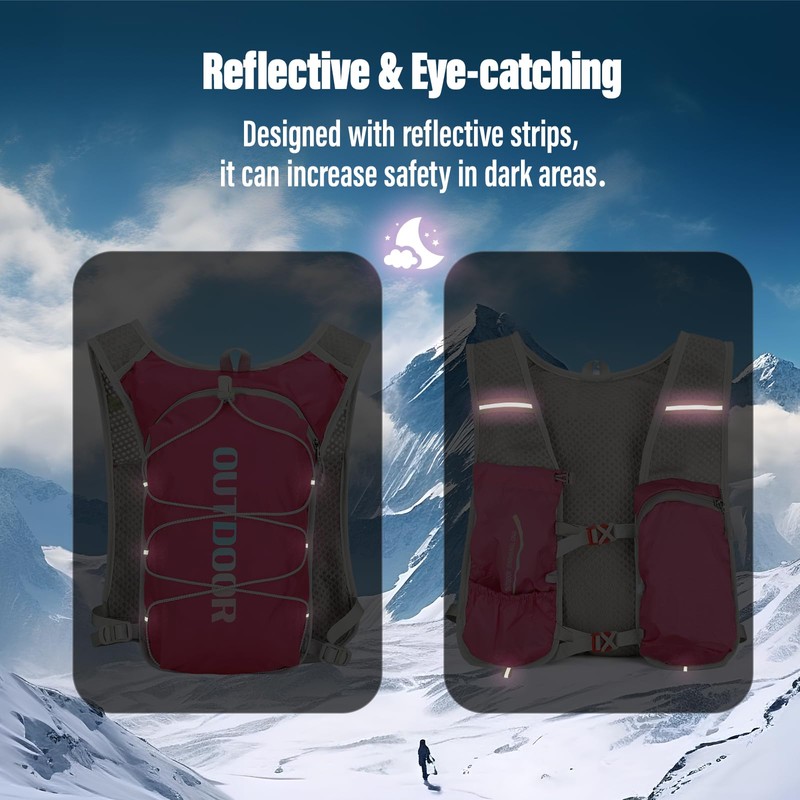 Sahunfri Women's Running Vest Pink, Lightweight Hydration Backpack with 250ml