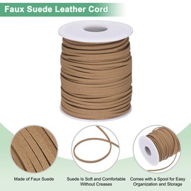 M METERXITY 2-Pack Faux Suede Leather Cord, 50 Yards 2.6mm Flat Suede Leather Lace, Faux Cord for Jewelry Making/Bracelets [Dark Gray, Camel]