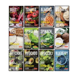 DERM Superfood Face Mask Skincare - 12 packs of facial moisturizing sheets rich in natural ingredients for all skin types 24 Pack / DERM 슈퍼 푸드 페이스 마스크 스킨케어 - 모든 피부 타입에 천연 성분이 풍부한 얼굴용 보습 시트 12팩 24 Pack