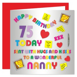 Nanny 75th Happy Birthday Card - Alphabet Design - 75 Today