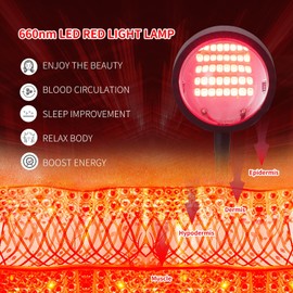 Wtintell- Terapia de luz roja para rostro, 40 LED, 660 Nm, luz de terapia de luz roja LED con clip, adecuada para el cuidado de la piel en el hogar y alivio del dolor crónico.