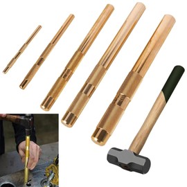 Brass Punch Set,5 Piece Brass Drift Pin Punch Set,Tools 67003 Brass Drift Punch,Brass Hammer with Hand Tool Punches Tools for Home use,Replace 67003-MAI 045256670034.