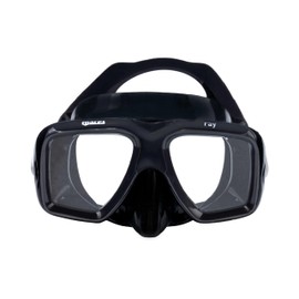 Mares Ray Scuba Diving & Snorkeling Mask - Adult Wide Field of Vision Ergonomic Two-Lens Silicone Skirt Underwater Mask with X-Shaped Strap, Black