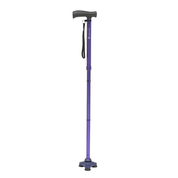 HurryCane HCANE-BK-C2 Freedom Edition Foldable Walking Cane with T Handle, Pathfinder Purple