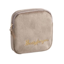 1 Piece Cosmetic Bag Velvet Make Up Storage Bag Makeup Bag Travel Bag Organiser Bag Toiletry Bag Makeup Bag Cosmetic Bag for Daily Use Business Travel Mixed Pink, Khaki D